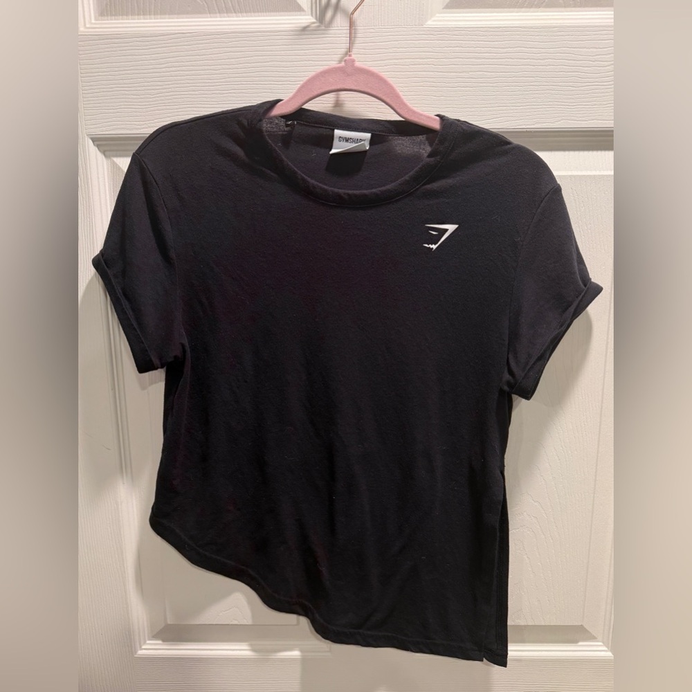 Gymshark Women’s Black Cropped T-Shirt Tee Top Logo Activewear Size Small - Picture 2 of 7